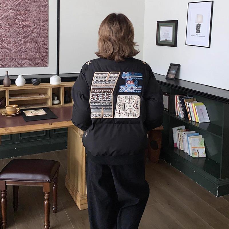 

Winter new embroidery design sense bread clothes down cotton clothes women s winter thickened warm cotton clothes jacket tide XL чёрный