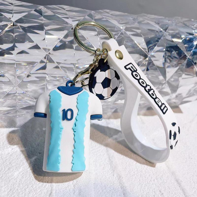 Cartoon Football Jersey Keychain: Cute Ronaldo, Messi, Mbappé, Neymar Car Bag Pendant, Non-Fading