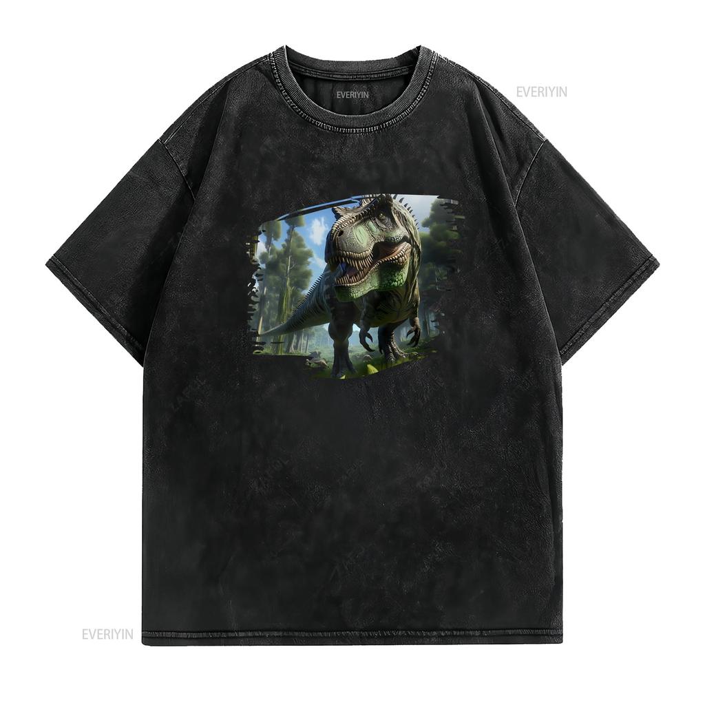 T Rex Tyrannosaurus Shirt Dinosaur For Dino Lover Prehistoric Vintage Washed Breathable Stretched Homme Stylish Streetwear