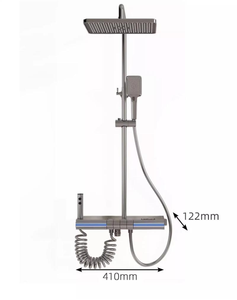 Tuqiu Grey Digital Display Bathroom Shower Faucet Set Brass Bathroom Rainfall Shower Mixer Tap Brass Bath and Shower Faucet Set