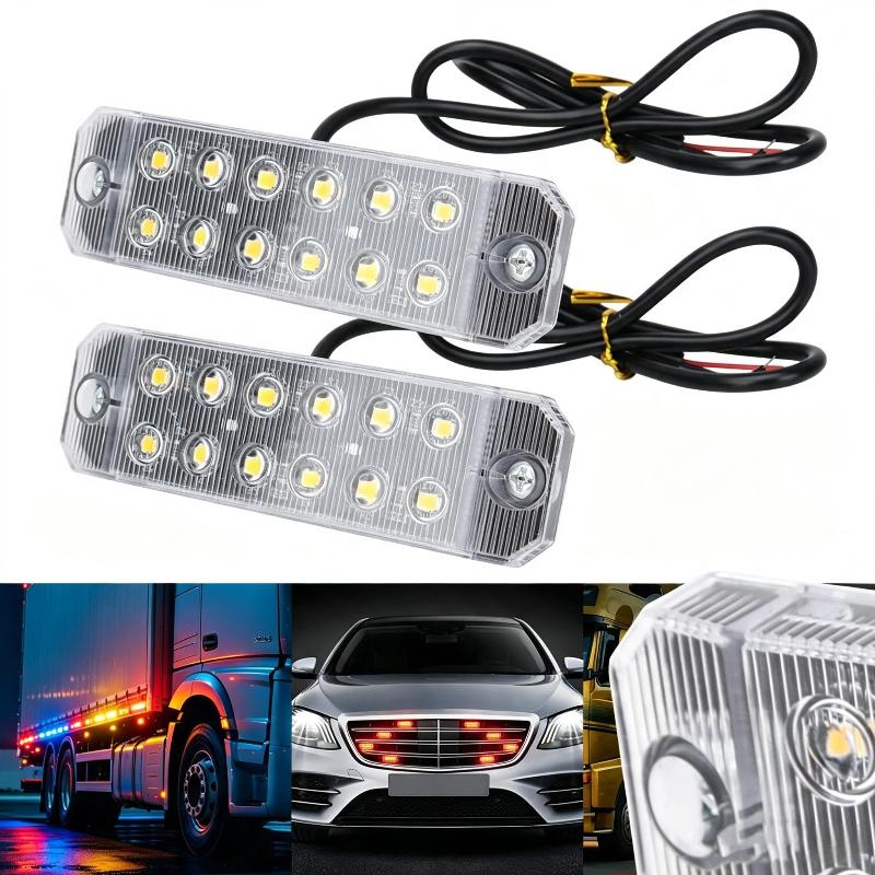 1Pcs 12-35V Truck Led Side Marker Light Double Row 12 Smd Strobe Warning Light Indicator Signal Light Rear Taillight Colorful