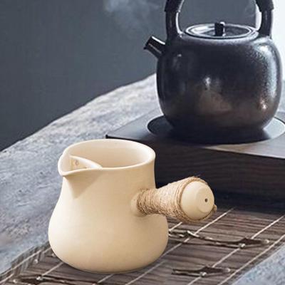 500ml Ceramic Teapot Porcelain Tea Pot with Rope Wrapped Handle Maker Kettle for Picnic Outdoor