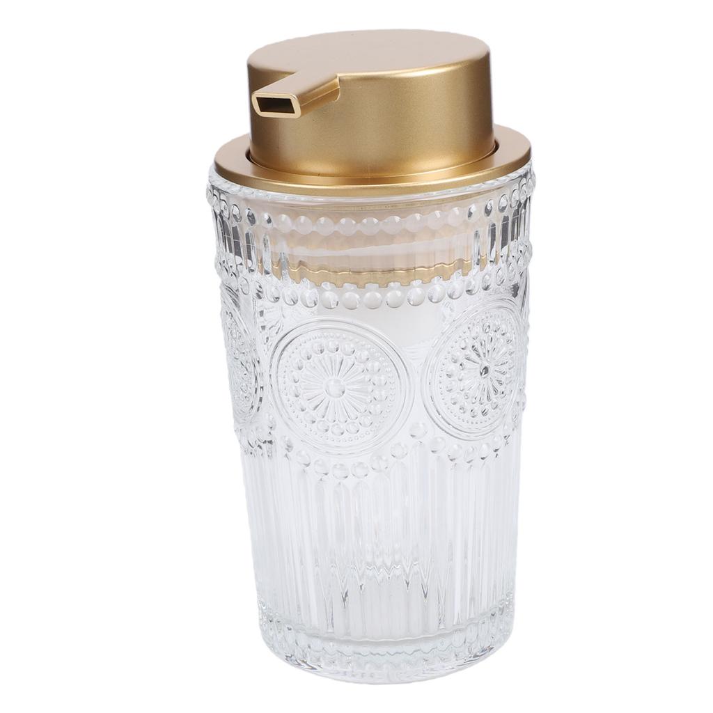 Dispenser per Sapone Liquido Schiumogeno in Vetro Vintage a Coste Bottiglia con Pompa Schiumogena in Vetro Ricaricabile con Ampia Apertura Dispenser per Sapone Schiumogeno