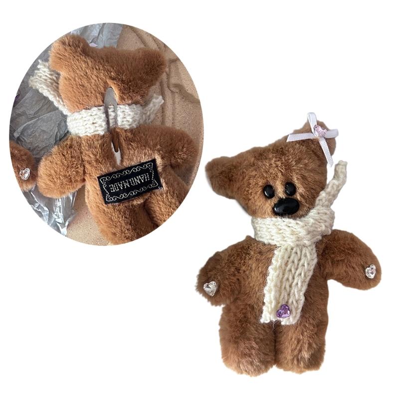 Y2k Scarf Plush Bear Hair Clip Soft Cute Show Small Face Bangs Hair Clip Hair Accessories Scarf Bear Barrette for Girl