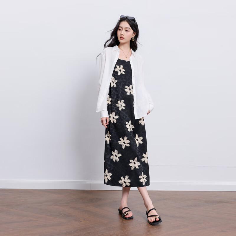 French Style Floral Strappy Midi Dress