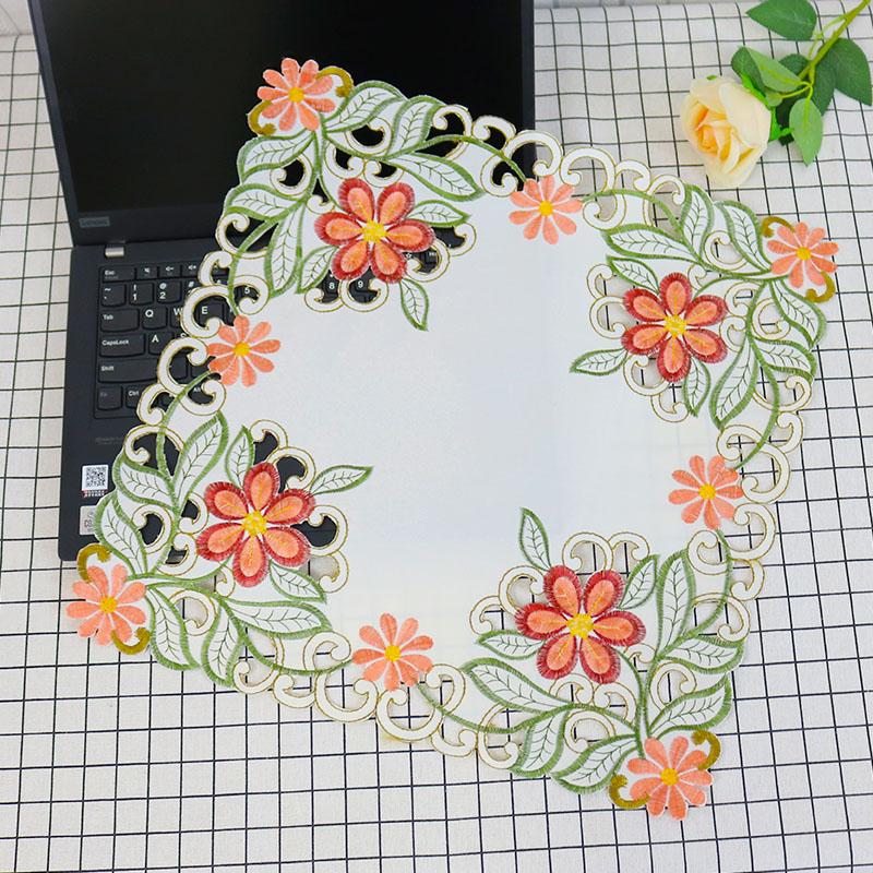 

Европа атласная вышивка цветами скатерть чехол свадебная чайная скатерть вечеринка кухня Рождественская скатерть и аксессуары для дома square 40cm