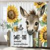 Lovely Farm Donkey Sunflower Shower Curtain Printed Fabric Bathroom Decorative Shower Curtain Home Curtain With Hooks