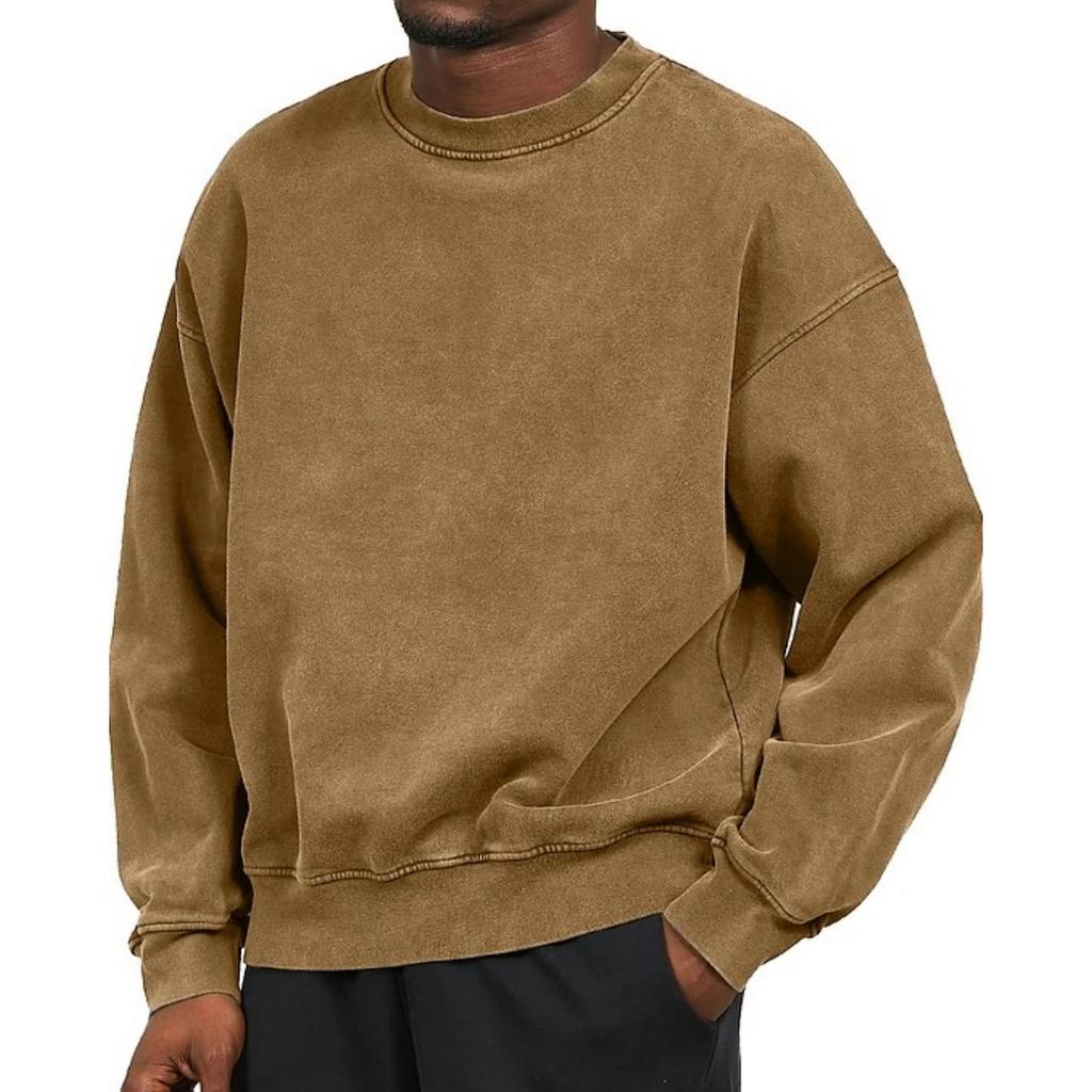Men's Winter Pullover Solid Color Long Sleeve T