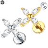 1PC G23 Titanium 16G Marquise Lotus CZ Flower Flat Back Stud Labret Tragus Helix Cartilage Conch Earring Piercings Sexy Jewelry