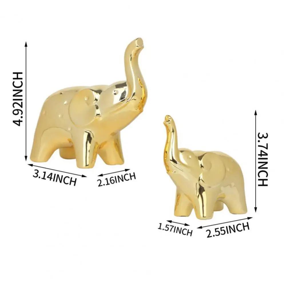 1 Pair Cute Elephant Statue Crafts Chinese Traditional Animal Sculpture Home Office Decoration