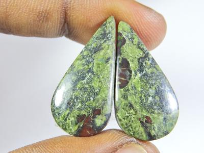 33Cts. NATÜRLICHES DRACHENJASPER PAAR BIRNE KABOCHON LOSER EDELSTEIN 13X27X04 MM SK-414