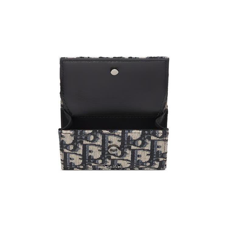 DIOR Cow Leather Card Holder, Wallet Womens Beige/Black