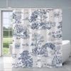 Rustic Countryside Toile Print Water-Resistant And Mildew-Resistant Shower Curtain With Classic Design For Bathroom Decor