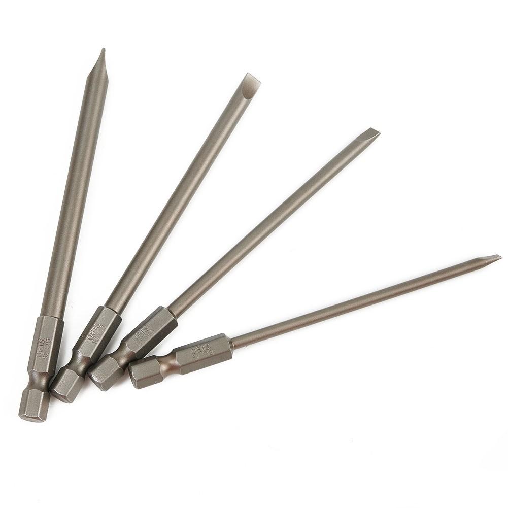 1/4\" Screwdrivers Bits 100mm 3mm-6mm 4* Flat Head Hex