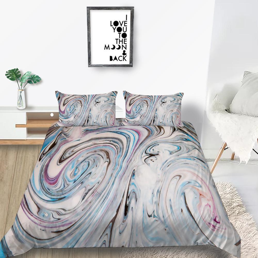 Source Factory Quilt Cover Pillowcase Two Or Three-Piece Set Marble 3D Digital Printing Polyester Fabric