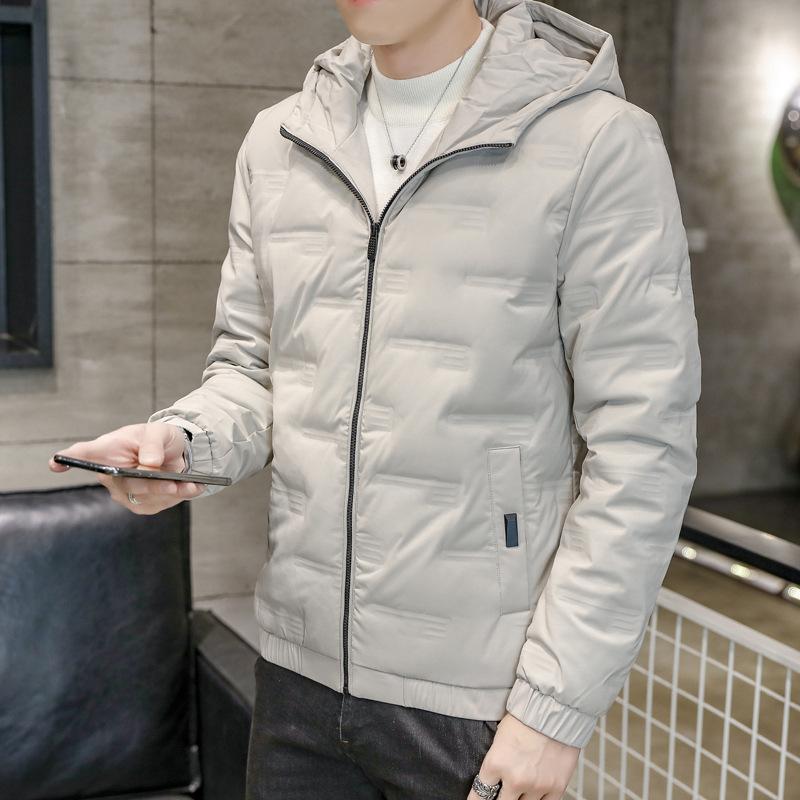 Down jacket men's new autumn and winter trend slim fit light and thin hooded short down warm down jacket