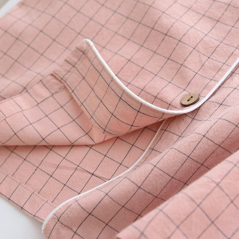Zomer Pyjamaset voor Koppels: Dames Geruite Katoenen Korte Mouw & Korte Broek, Heren Casual Grote Maat Homewear