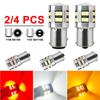 2/4 Piezas 1000LM Súper Brillante 1156 BA15S 1157 BAY15D Bombilla LED 12V 24V 3030-24SMD 6500K Blanco Señal de Giro de Coche Luces de Freno de Estacionamiento