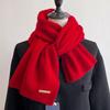 100 pure wool knitted scarf women's winter couple's simple and versatile solid color thickened scarf men's high-end shawl