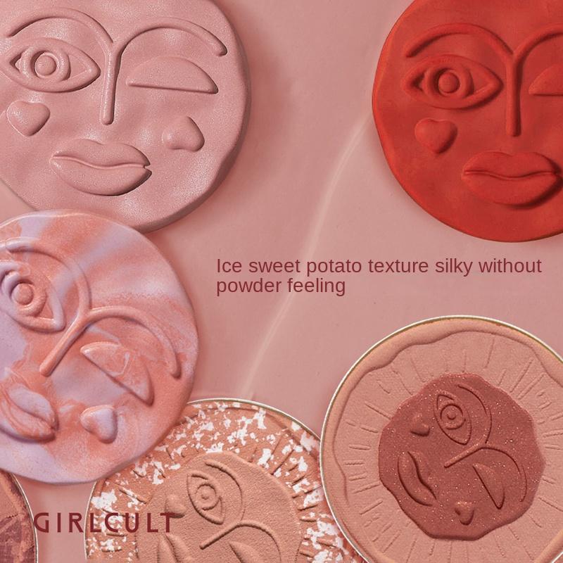 Girlcult Colorete Iluminador Emocional Mate Brillo Fino Rubor Facial Lindo Maquillaje Coreano Rubor Compacto para Mejillas