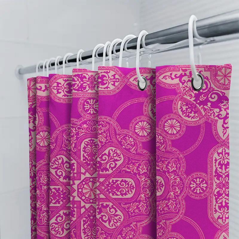 Vintage Boho Mandala Shower Curtain Pink White Decorative Bathroom Decor Floral Home Textile