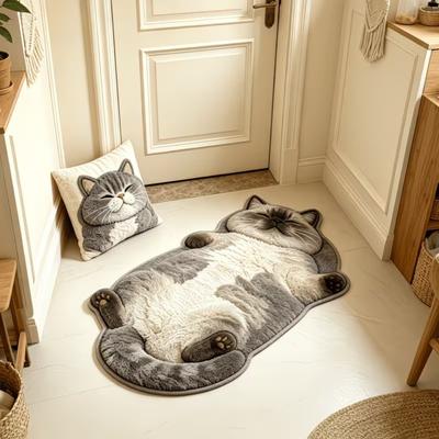 Easy To Clean Home Decor Carpet Anti-fouling Cartoon Carpet Soft Cat-Shaped Area Rug  Bedrooms