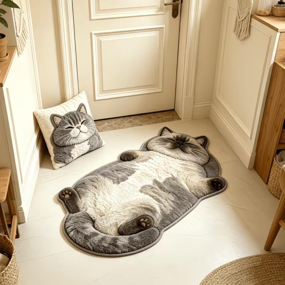 Easy To Clean Home Decor Carpet Anti-fouling Cartoon Carpet Soft Cat-Shaped Area Rug Living Rooms