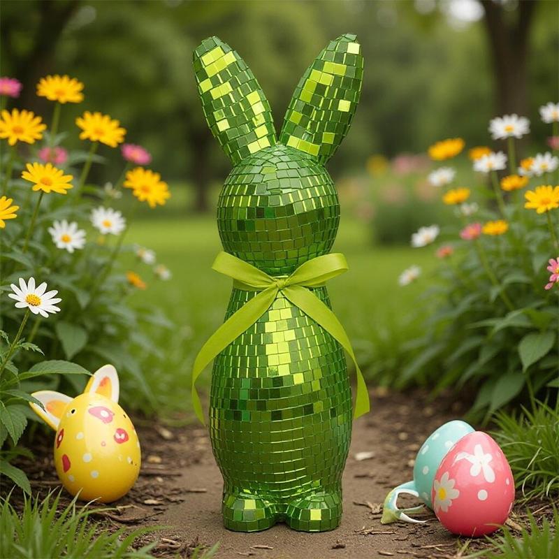 Glass Mirror Rabbit Decoration Ornament Colorful And Cute Mirror Rabbit Ornament Easter Home Decoration Day Gift