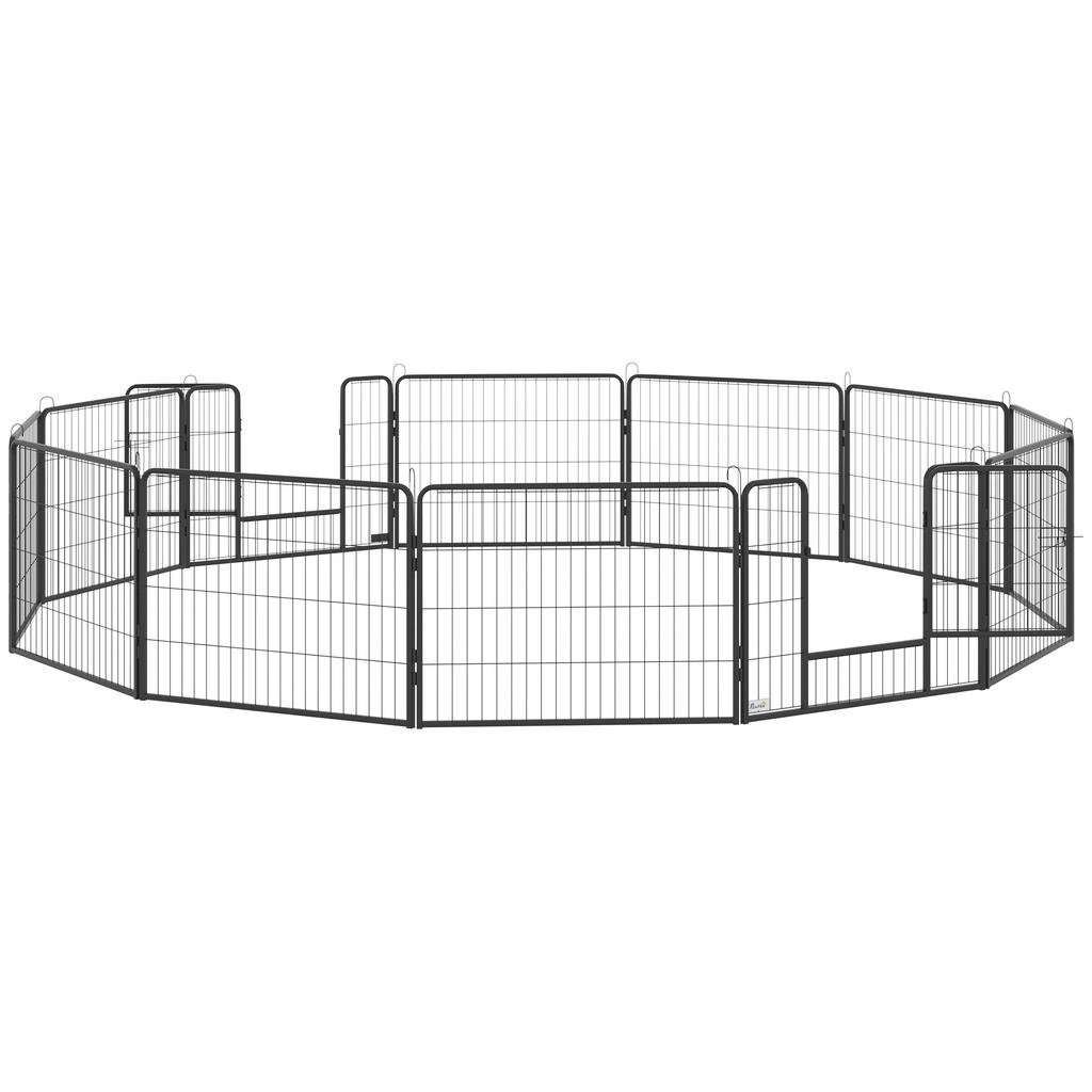 12 Panels Heavy Duty Puppy Playpen, for Small Dogs, Indoor and Outdoor Use - Silver