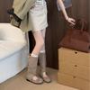 Korean niche pleated stacked pants tube cool boots women's summer thin hollow breathable ballet style high-top cowboy short boots