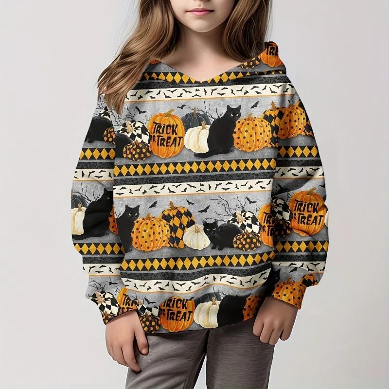 Hoodies Wunderschöner Totenkopf 3D-Druck Mädchen Pullover Sweatshirt Bequeme Passform Halloween Party Langarm Kinderkleidung Mädchen Tops