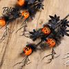 Haunted House Accessories Halloween Pumpkin Stem Decor, Black Maple Leaf Artificial Branch for Indoor Outdoor Decorations Party Scene, Spooky Festive