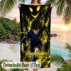 Blue Lock Beach Towel, Personalized Custom Name Text, Quick Dry Large Absorbent Towel For Beach Pool