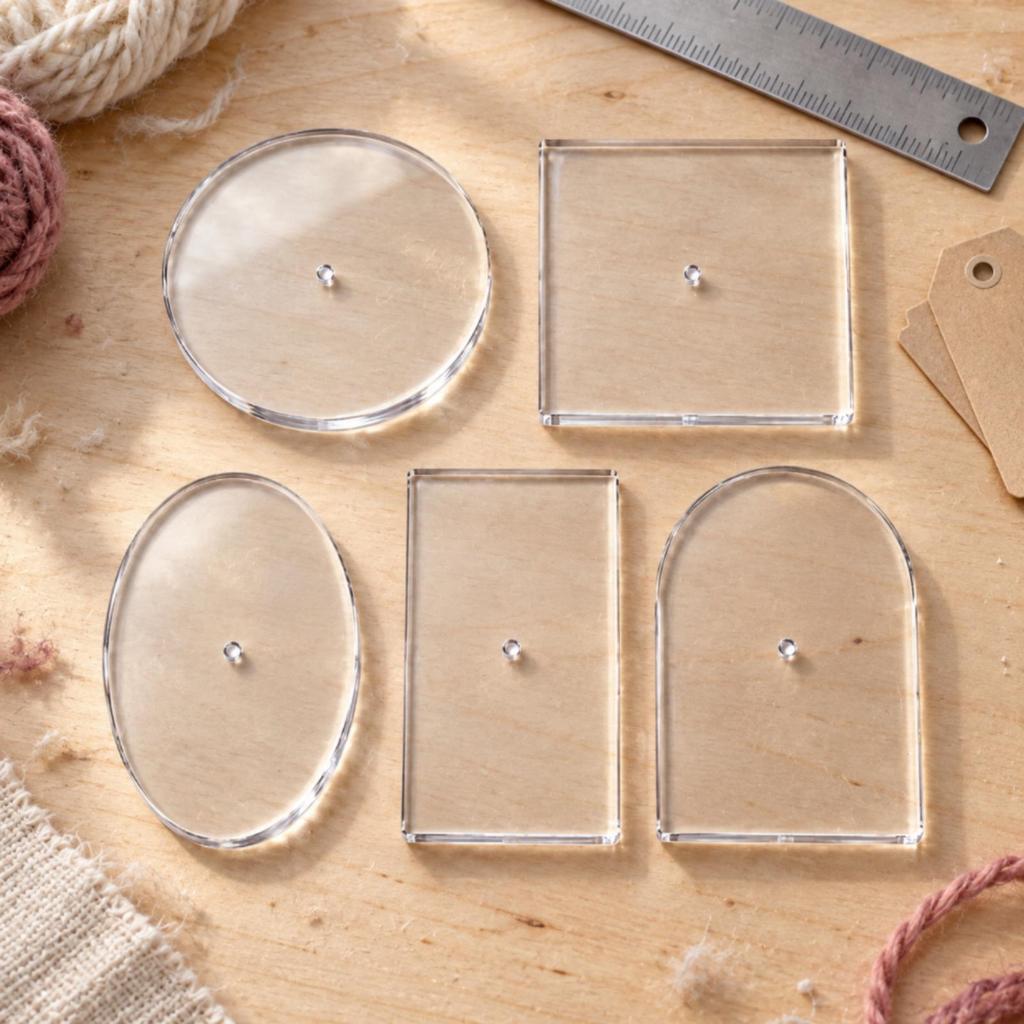 5 Pieces Acrylic Needlepoint Template Clear Tracing with Center Hole Transparent Stencil