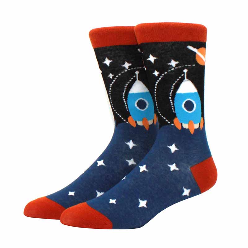 Unisex Malerei Stil Astronaut Mann Socken Baumwolle Harajuku Bunt Vollsocken Damen Weltraum Streetwear 1 Paar Größe 38-46