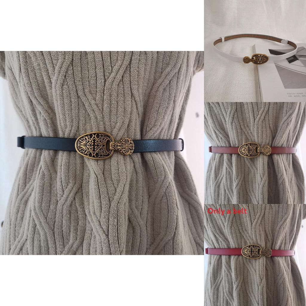 Womens Leather Waist Belt Fashion With Metal Closure For Dress And Jeans