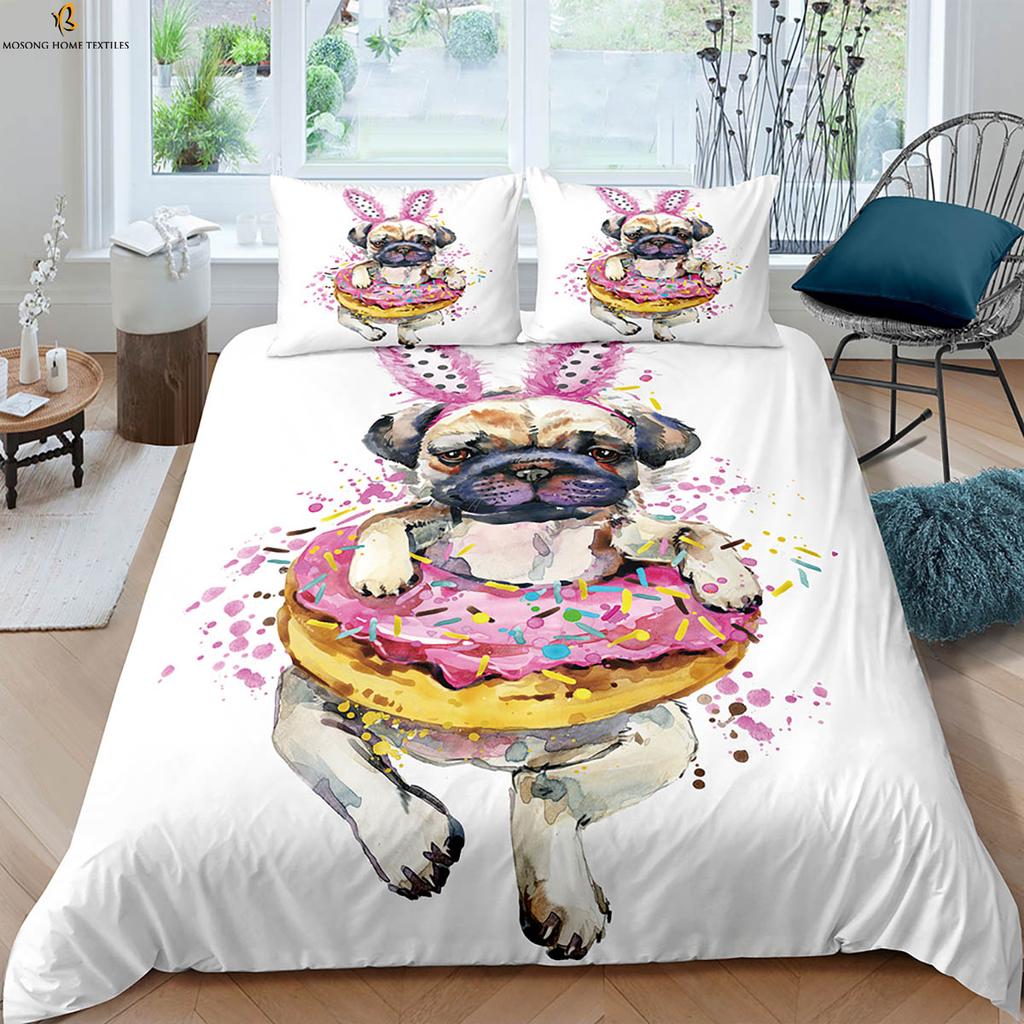 Cute Dog Husky Animal Stereo Printing Quilt Cover Polyester Bedding Set Pillowcase Pieces Curtain