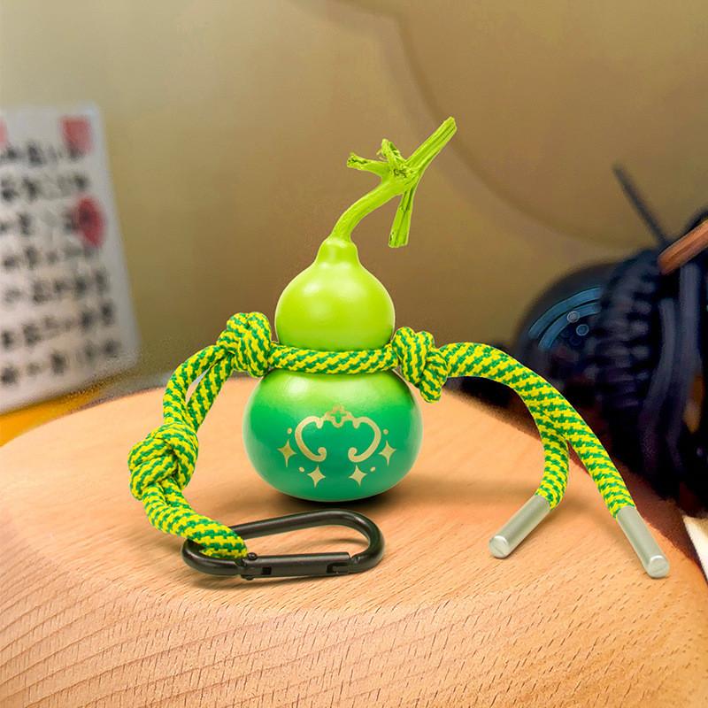 Keyring Gourd Wooden Mobile Pendant With Handdrawn Art For Key And Collection