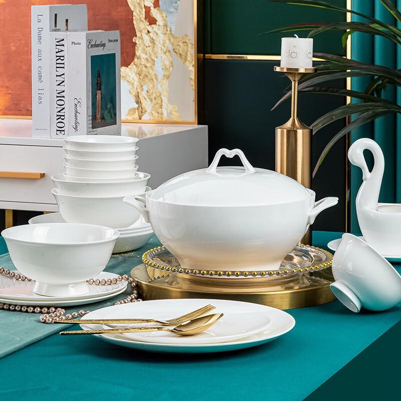 AQ All White Jingdezhen Ceramic Tableware Set