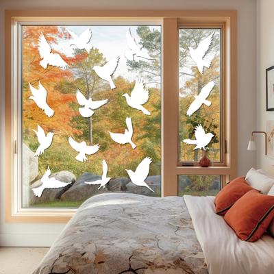 4 Sheets Anti Collision Window Clings White Bird Butterfly Leaf Shape Window Decals To Prevent Bird Strikes Reusable Static Sticker