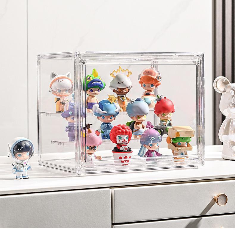 Pudełko ekspozycyjne na lalki Pop Mart: Przezroczysty akrylowy pojemnik do układania w stosy o dużej pojemności