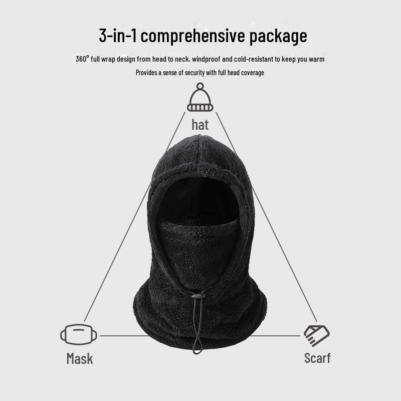 Thickened Warm Fleece Ski & Cycling Full Face Mask - Windproof Neck Collar for Autumn/Winter