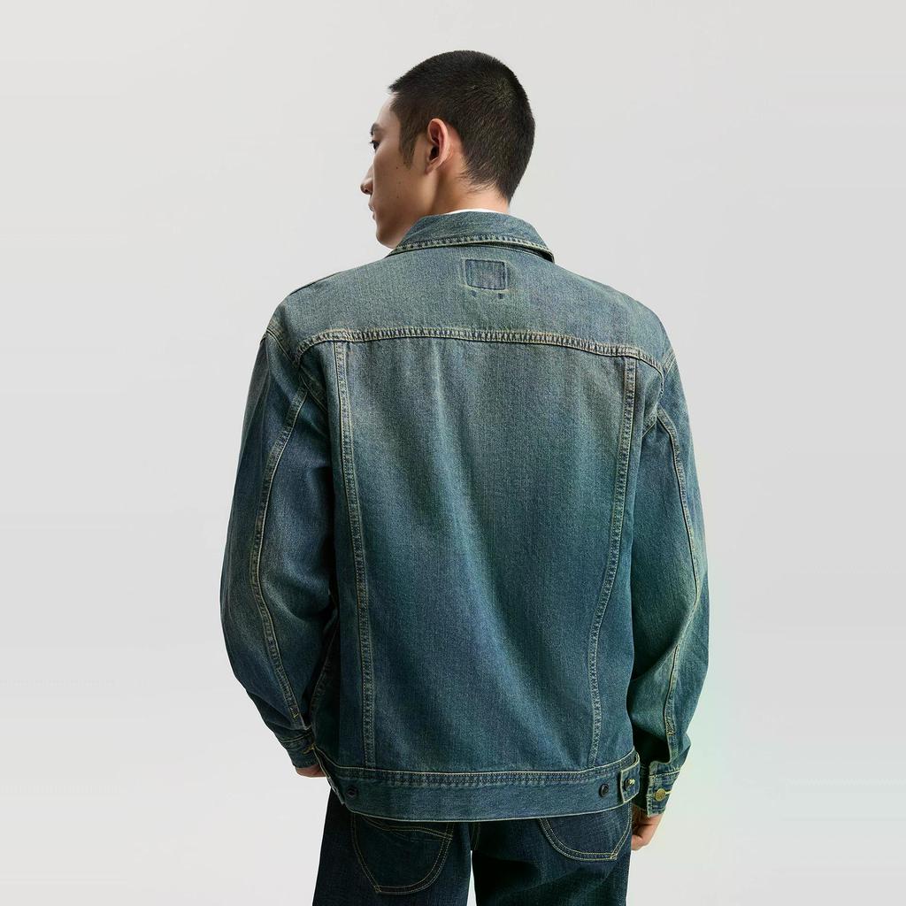 Lee Denim Jackets Men's Dark Blue Lapel Moderate Straight Fit LMT011190203487A09202