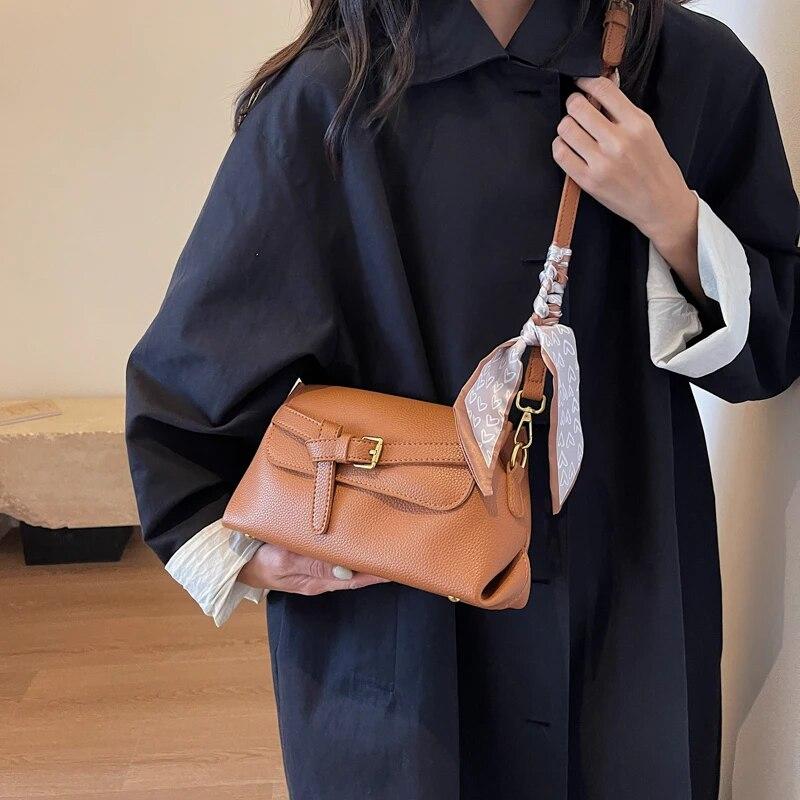 Damskie małe torby na ramię ze skóry PU 2024 moda marka projektant Trend torebki i portmonetki ze wstążką