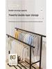 Sturdy Double Bar Wardrobe Rack for Dorms: Floor-Standing, Dual-Layer Clothes & Hat Hanger for Bedrooms and Balconies.