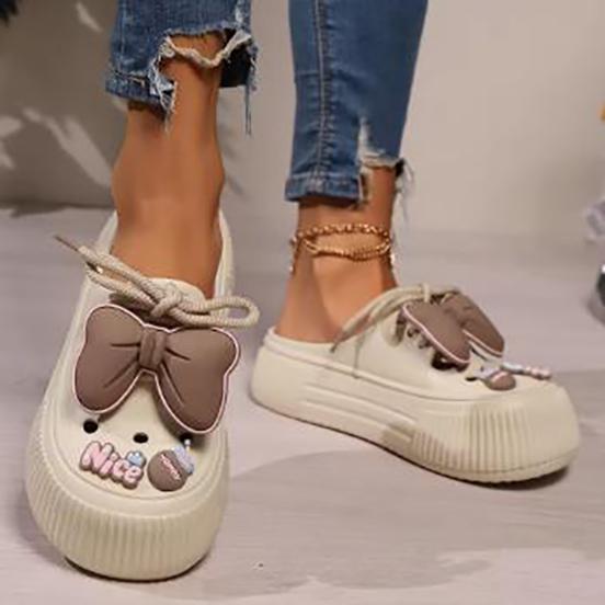 Summer Women Slippers Platform Bow Decoration Clogs Garden Shoes Comfortable Beach Sandal Chunky Slippers Soft Slides For Female
