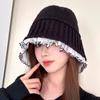 1PC Fashion Bucket Hat Keep Warm Knitted Lace Windproof Coldproof Big Brim Hat Ear Protection