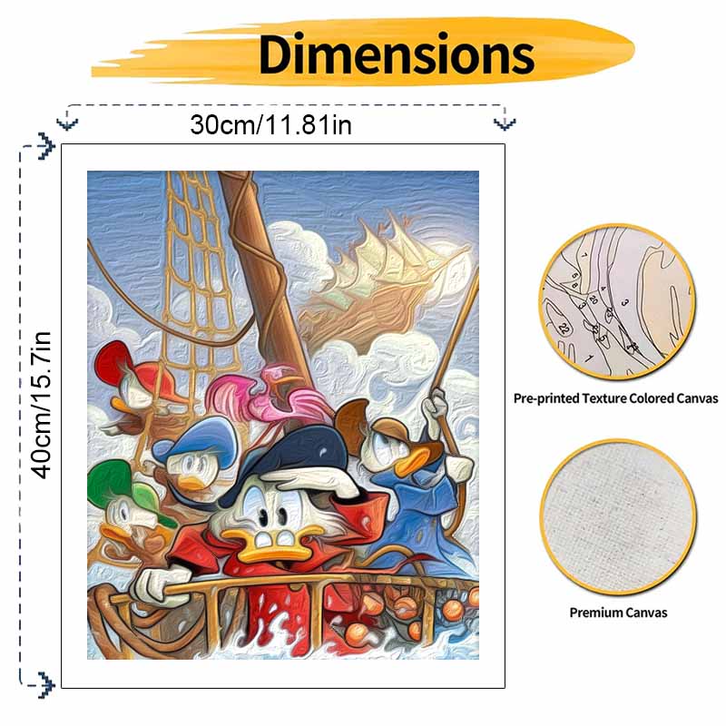 Disney Oil Painting Kit Canvas DuckTales Voyage DIY Home Decor Gift