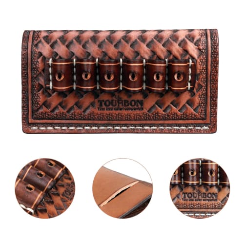 TOURBON Cartridge Holder Belt Ammo Holder for .38, .357, .44, and .45 Pistols and Revolvers, Holds 6 Rounds, Perfect for Airsoft