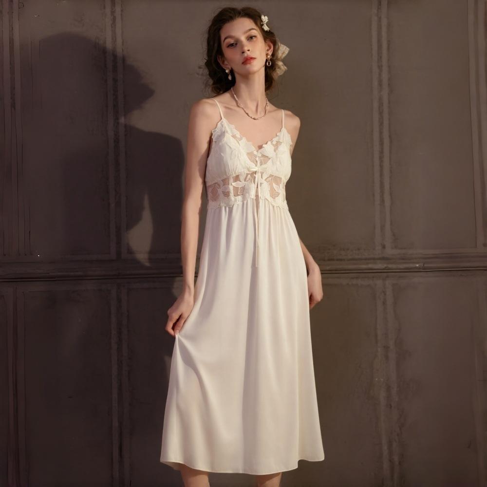 Live Female Xia Bingsi Sexy Pure Desire Pajamas Long Suspender Pajamas Long Skirts Home Clothes Dresses Nightgowns